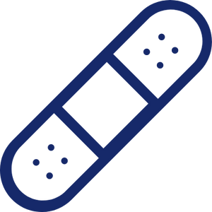 blue transparent icon of band-aid, complications